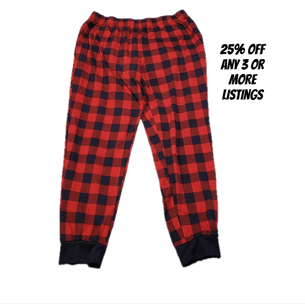 Plaid Pajamas Pants Size Larg Red Black Pockets Loungewear Sleep Buffalo Print